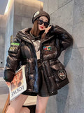 winter new label hooded cotton coat Korean version loose waist all-match bread coat cotton jacket