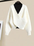 Warm Knitwears 3 Pieces Set For Womens Outfit Korean High Quality Pullover Knitted Sweater+print Pleated Skirts Sets