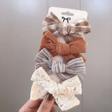 Pcs/set Cotton Linen Plaid Bowknot Hair Clips For Cute Girls Floral Handmade Hairpins Barrettes Headwear Kids Hair