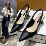 Spring And Summer New Sharp High Heels Women's Fine Heel Head Sandals Behind The Empty Light Single