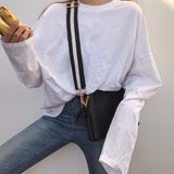 Basic Black T-shirts Long Sleeve Oversized Harajuku Korean Fashion Hippie White T Shirt Female Solid Solor Harajuku