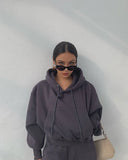 Basic Solid Hooded Tracksuit SetOutfit
