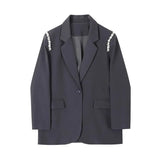Rhinestone Black Casual Diamond Blazer Fall 2021 Womens Fashion White Khaki Grey Jacket Ladies Coats Suit