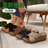 Summer New Women's Slope And Thick-Soled Slippers Large-Size Fish Mouth Leisure Thick-Soled Beach