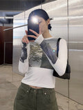 Grunge Tops Korean Style Long Sleeve Stranger Things T Shirt Y2k Vintage T-shirt Women 2022 Spring Streetwear Tee