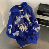 Sweatshirt Punk Goth Wing Letter Print Hoodies Streetwear Plus Size Jacket Long Sleeve Tops Aesthetic Girls