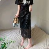 Winter Sequins Streetwear Harajuku Y2K Loose Casual Skirt Lady Elegant Fashion Trend All-match Skirts Women's