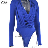 V Neck Brown Bodysuit Women Autumn Long Sleeve Top Bodies Sexy 2023 Female Overalls Casual Bodycon
