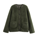 Women's Fashion New Leopard Print Loose Jacket Lamb Wool