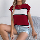 Shooting 2025 Spring And Summer Crash Strip Casual Loose Knitted Jersey Holiday Tops Women's