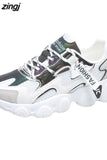 Sneakers Women Vulcanize Shoes Chunky Sneakers Reflective Platform Shoes Woman Basket Femme Dad Shoes Tenis