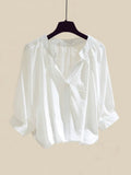 Outfits For Women 2023 Korean Casual V Neck Solid Blouse+irregular Mesh Patchwork Skirt Two Pieces Set Women Clothing
