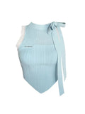 Women Camisole Blue Lace Up Crop Top Vintage Y2k 2023 Summer Fashion Streetwear White Tank Top Sexy Sleeveless Off Shoulder