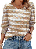 Color Women's Clothing 2025 Autumn Loose Leisure Printing Seven-Sleeve Round-Neck T-Shirt