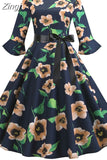 Vintage Christmas Women Petal Sleeve Elegant Party Clothes Ladies Casual Winter Midi