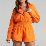 Casual Two Piece Sets Womens Outifits Shorts Fashion Set of Pants and Blouse Solid Color Cardigans Y2k Tracksuit