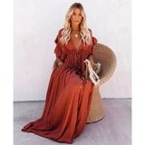 Women Swimsuit Cover Ups Mandarin Sleeve Kaftan Beach Tunic Dress Robe De Plage Solid White Pareo Beach