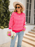 Tops 2022 Women Autumn Winter New Round Neck Knitted Pullover Striped Long Sleeve Sweater Women's Clothing