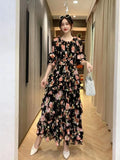 Early Autumn Collared Flakes And Snowflake Cake Skirt Seven-Sleeved Luxury