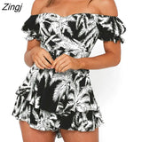 shoulder Summer jumpsuits for women print ruffles jumpsuit Sexy jumpsuits &rompers bodysuit overalls romper womens body