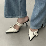Summer Pointed Belt Buckle And Half-Slipper Female Bag Head Silver Back High And Lady Cold