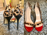 Onlymaker Women's Peep Toe 12cm High Heels Leopard print Pumps Sandals Woman Dress Party Office Slipper Shoes Big Size