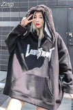 Hooded Tops Women Pullovers Oversize Rabbit Ear Sudaderas Mujer Hiphop Men Fleece Sweatshirts Y2k High Street