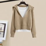 Winter Women Clothing Korean Casual Vest+knitted Sweaters+wide Leg Knitting Wide Leg Pants Sets Ladies Warm Knitwears