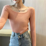 casual autumn winter slim Sweater pullovers women long sleeve basic knit top female casual o-neck basic ribbed