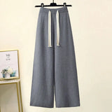 Winter Knitted Set For Women Turtleneck Pullover Knitted Sweater And Wide Leg Pants Two Piece Sets Women Warm Clothing