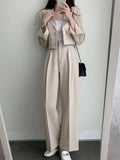 Women's Trouser Suit New Suit Suit Chic and Elegant Trouser Suit Korean Lapel Button High Waist Fashion Two-piece