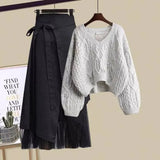 Women Summer Sets Mesh Patchwork Slash Neck Tops + Asymmetric Skirt 2 Piece Sets Female Party Suits Elegant Casual Two Piece