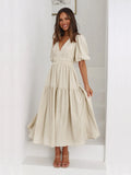 Summer Advanced Sense Vacation Style Deep V Puff