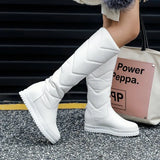 Winter Plush Warm Women Boots Comfortable Flat Knee High Boots Zipper Snow Boots Women Black White Pink Big Size 41 42