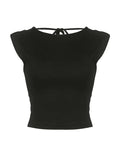 Lace Up Backless Cropped Tank Top- Outfit