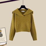 Winter Thick Knit Two Piece Sets Women Outfits Ladies Elegant Twist Knitted Sweater And Wide Leg Pant Sets Women