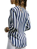 Striped Blouse V-neck Long Sleeve Blouses Shirts Casual Tops Work Wear Chiffon Shirt Plus Size Blusas Mujer De Moda