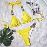 Zingj New Swimwear Crystal Diamond Chain Women's Split Swimsuit Perm Gold Snake Grain Strap Sexy