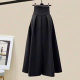 Winter Two Piece Sets For Women Outfits Ladies Elegant Long Sleeve Knitted Sweater And High Waist A-line Pleated Skirt