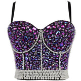 Handmade Sequin halter bustier corset crop top women summer indie tank party y2k top clubwear Cropped tube womens tops