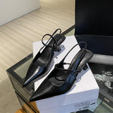 Temperament Pear Green Pointed Head Behind The Empty Stumbling Sandals Women 2025 New Gentle High Heel Single