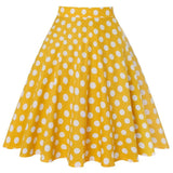 Dot 50s Vintage Woman Tunic Skirt High Waist Pleated Midi Retro Clothing Summer Audrey Hepburn Chic Swing Beach