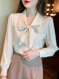 Shirts and Blouses Elegant and Youth Woman Blouses Bow Vintage White Shirt Women Korean Women's Clothes Basic Women