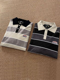 Retro Striped Long-sleeved POLO Shirt Top Men Women Loose Trend Couple BF Lapel Sweatshirt Preppy Hip Hop Cool