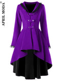 Lace Patchwork Bandage Trench Gothic Vintage Mid-long Coat Women Black Belt Cloak Windbreaker Female Abrigos