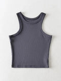 Summer Women Solid Knit Short Tank Tops Strethy Cropped