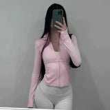 Solid Zipper Hoddie Sports Yoga Top-Outfit