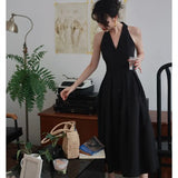New Chic Vintage Elegant Sleeveless Midi Black White Dress Women Sexy Party Holiday Fashion French Style