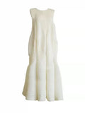 Pleated Party Dress Women's 2023 Summer New French Sleeveless Slim Ruffle