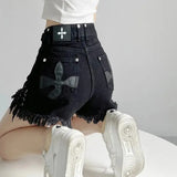 5Xl Bandage Denim Shorts Women Drawstring Tassel Jeans Shorts Summer Streetwear High Waist Casual Plus Size Short